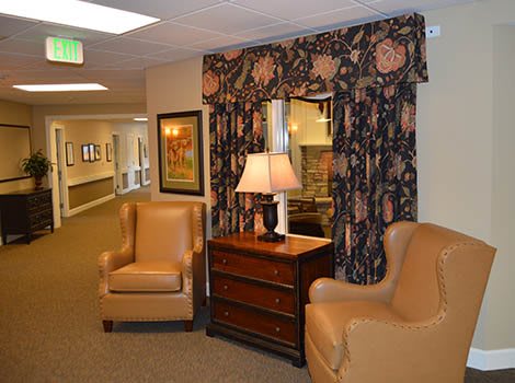 Walnut Creek Memory Care hallway seating area