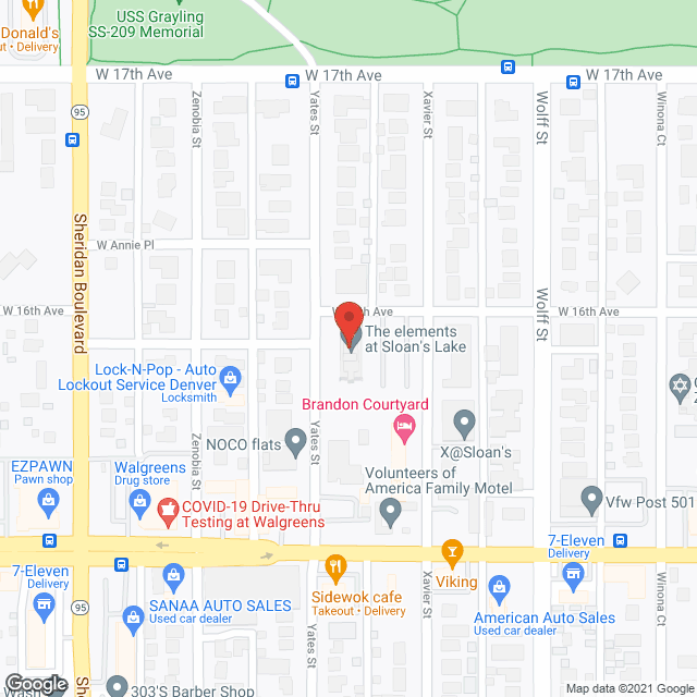 Elements at Sloans Lake in google map