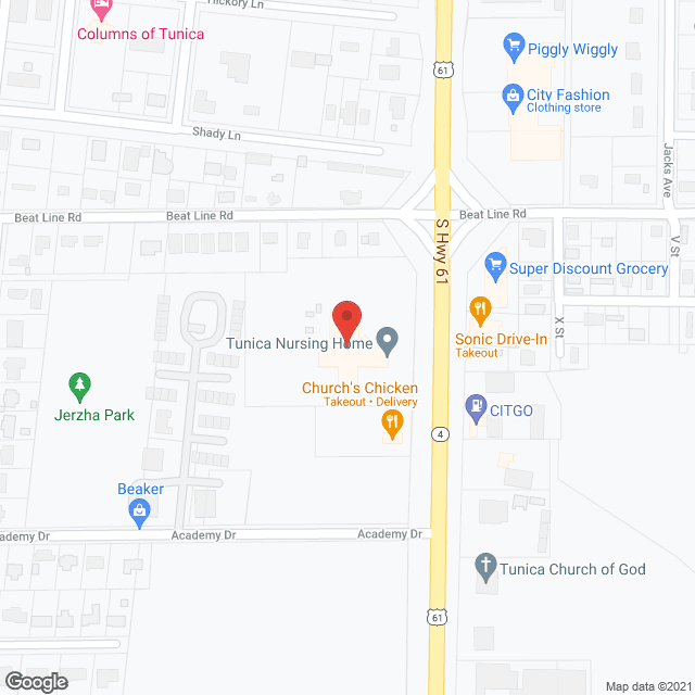Tunica Convalescent Ctr in google map