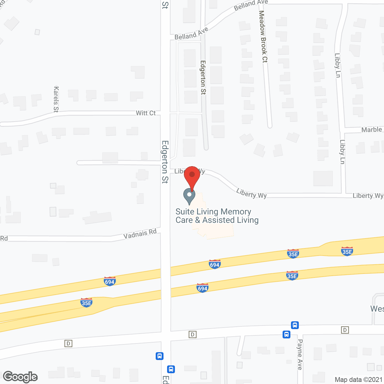 Suite Living of Vadnais Heights in google map