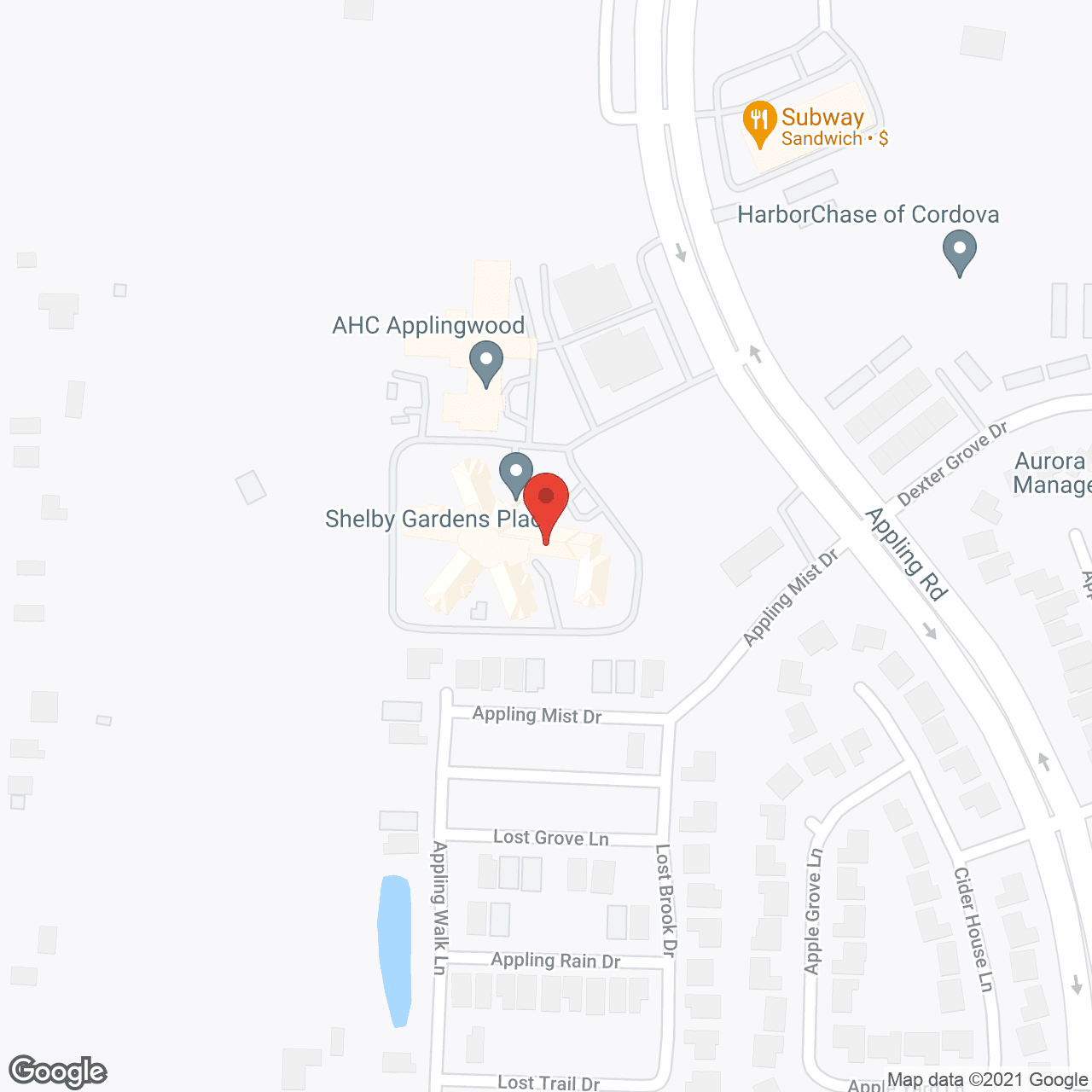 Shelby Garden Place in google map