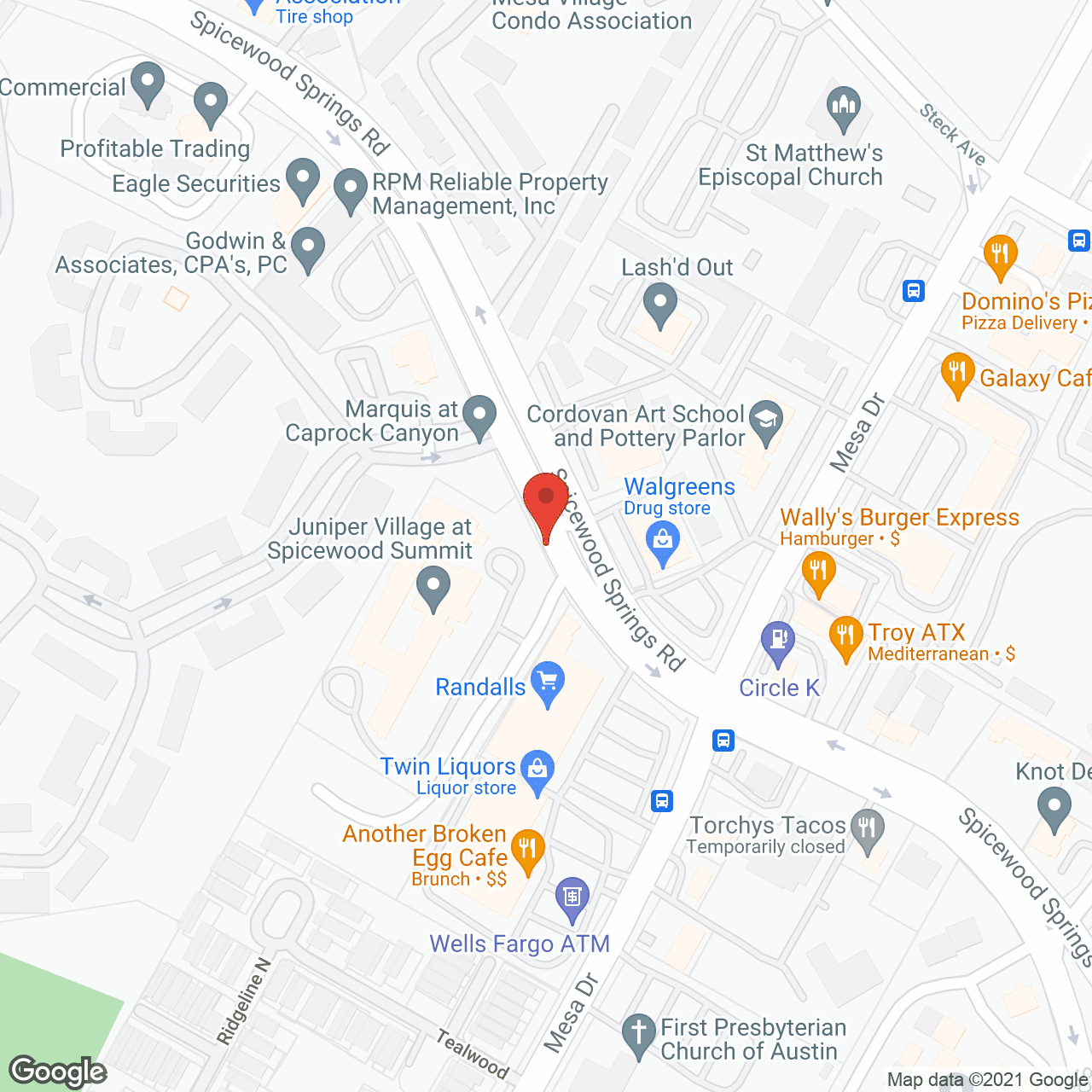 Sage Park Austin in google map