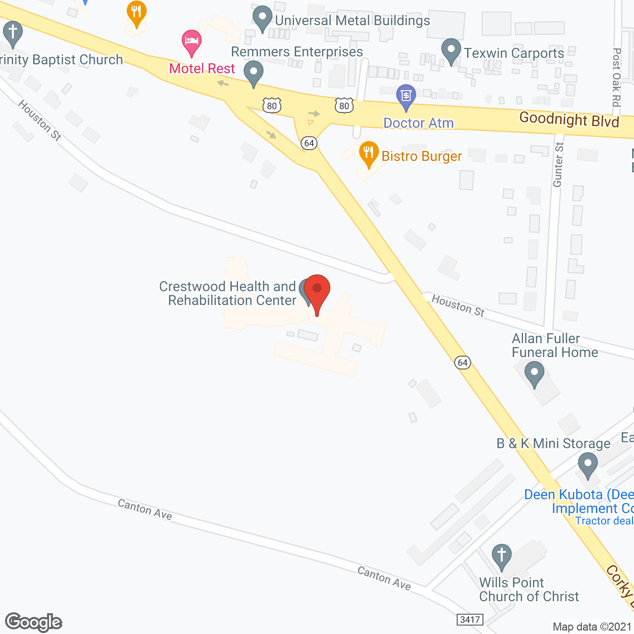 Crestwood Health and Rehab in google map