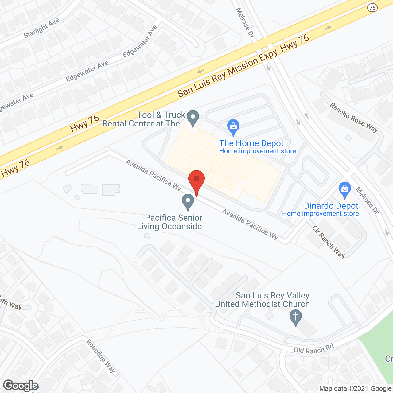 Oceanside Senior Living in google map