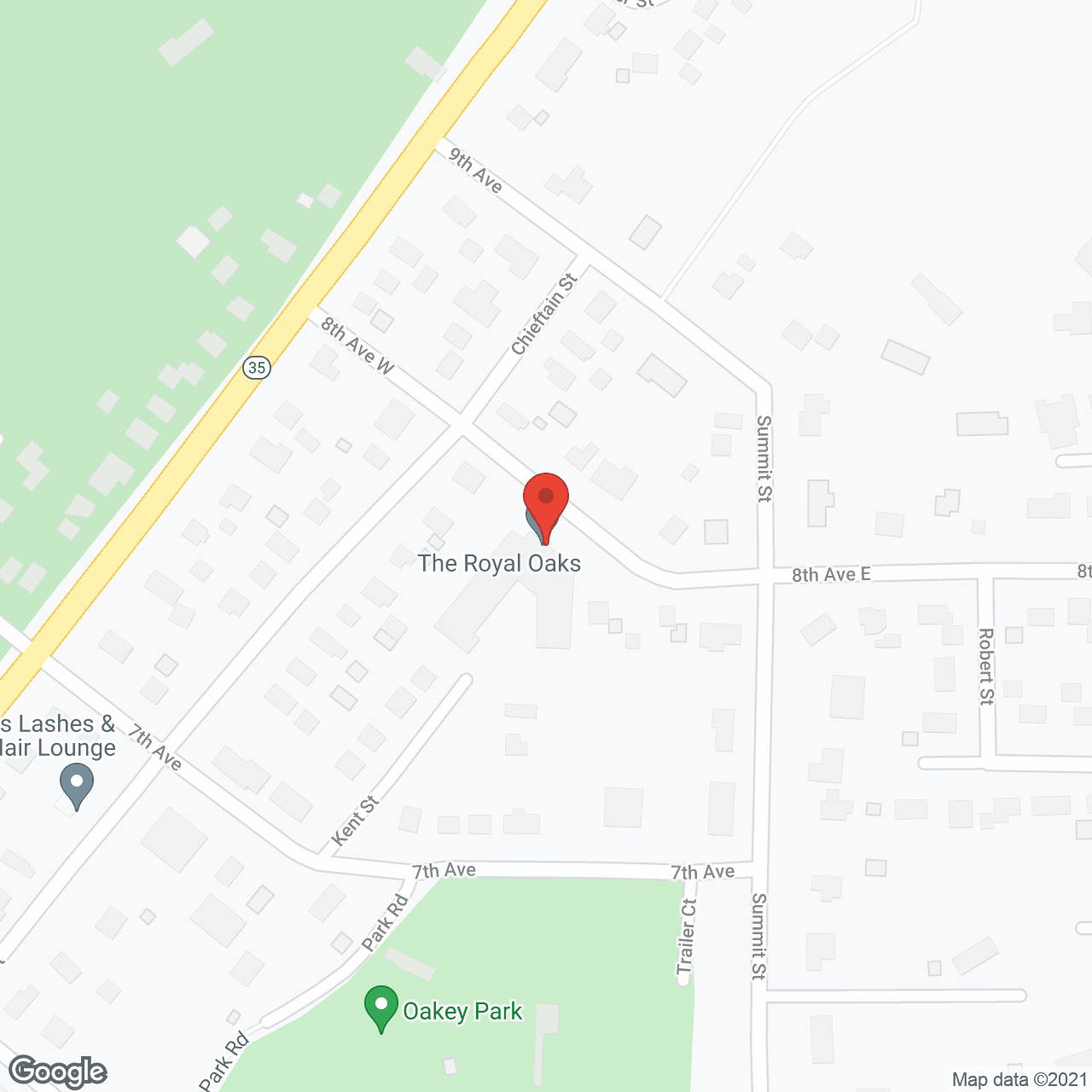 Hearthside Assisted Living and Evergreen Senior Living in google map