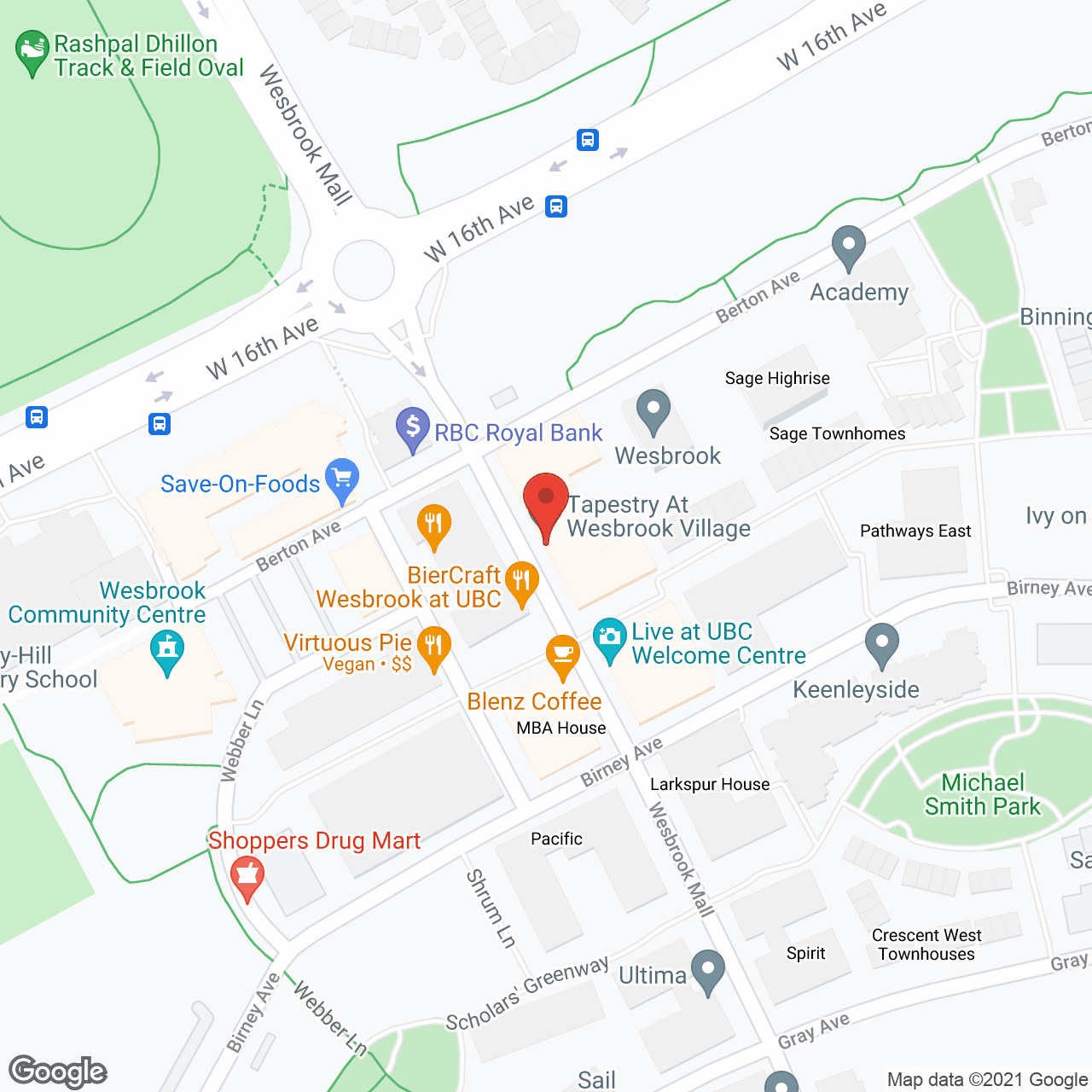 Seasons Wesbrook Village Retirement Home in google map