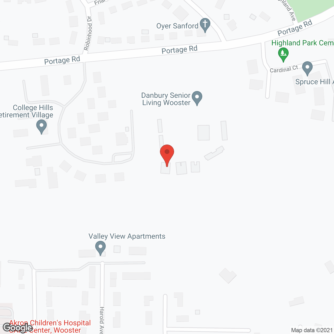 Danbury Wooster in google map