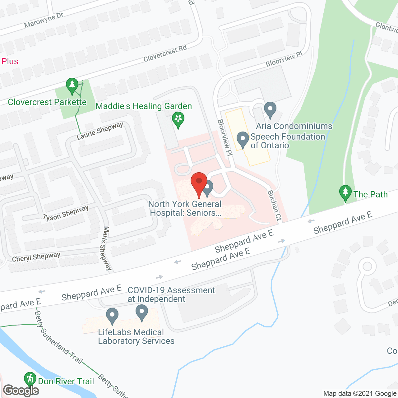 Senior Health Ctr North York in google map