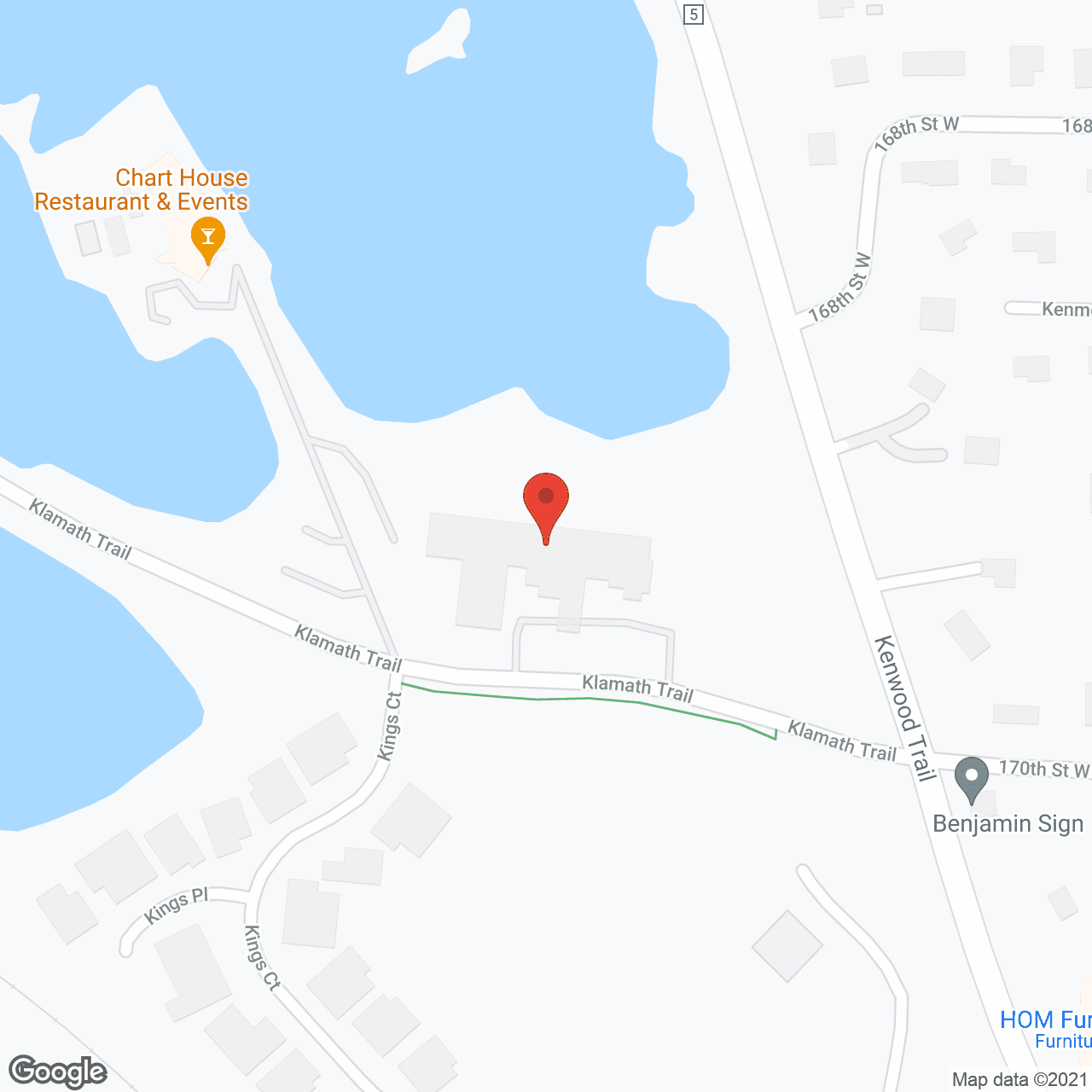 The Waters of Kingsley Shores and Kingsley Place in google map