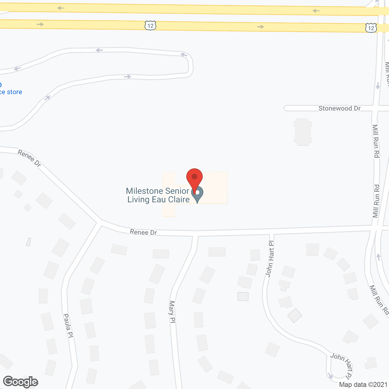 Milestone Senior Living Eau Claire in google map