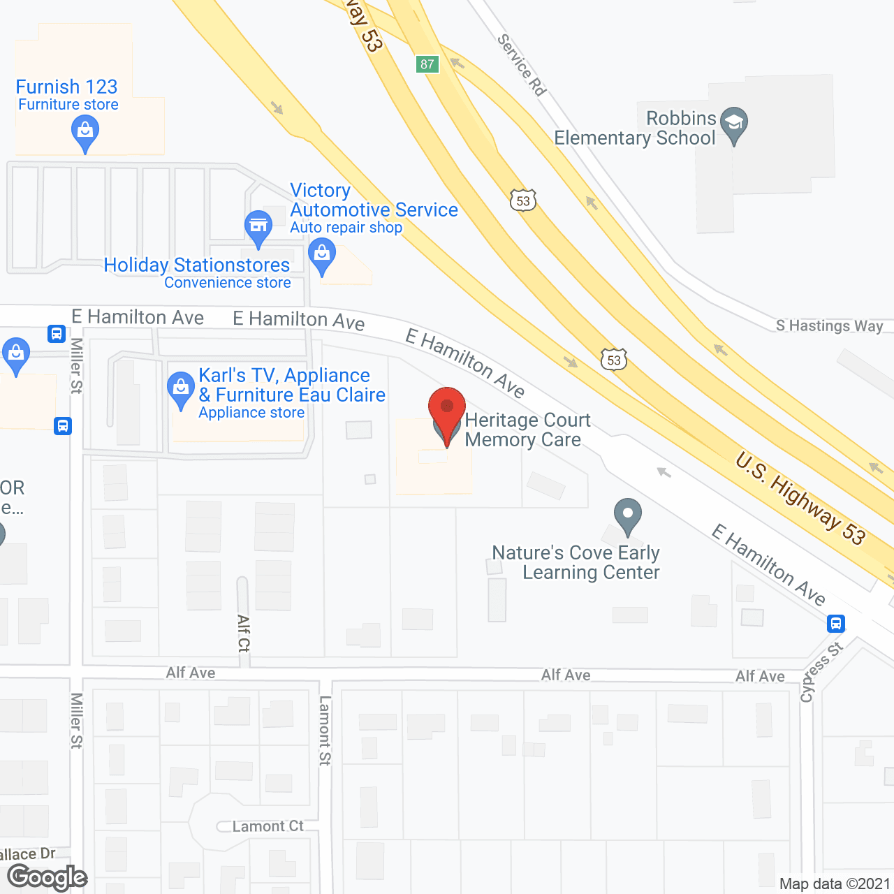 Heritage Court Eau Claire in google map