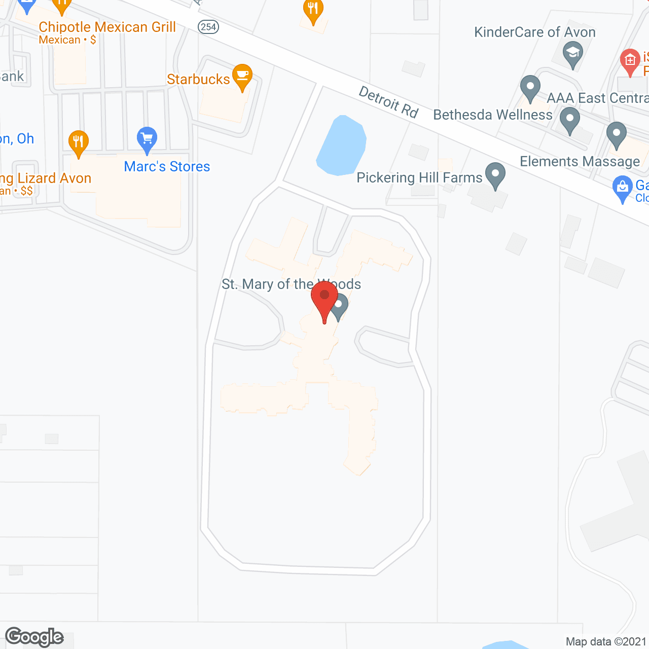 Saint Therese at St. Mary of the Woods in google map