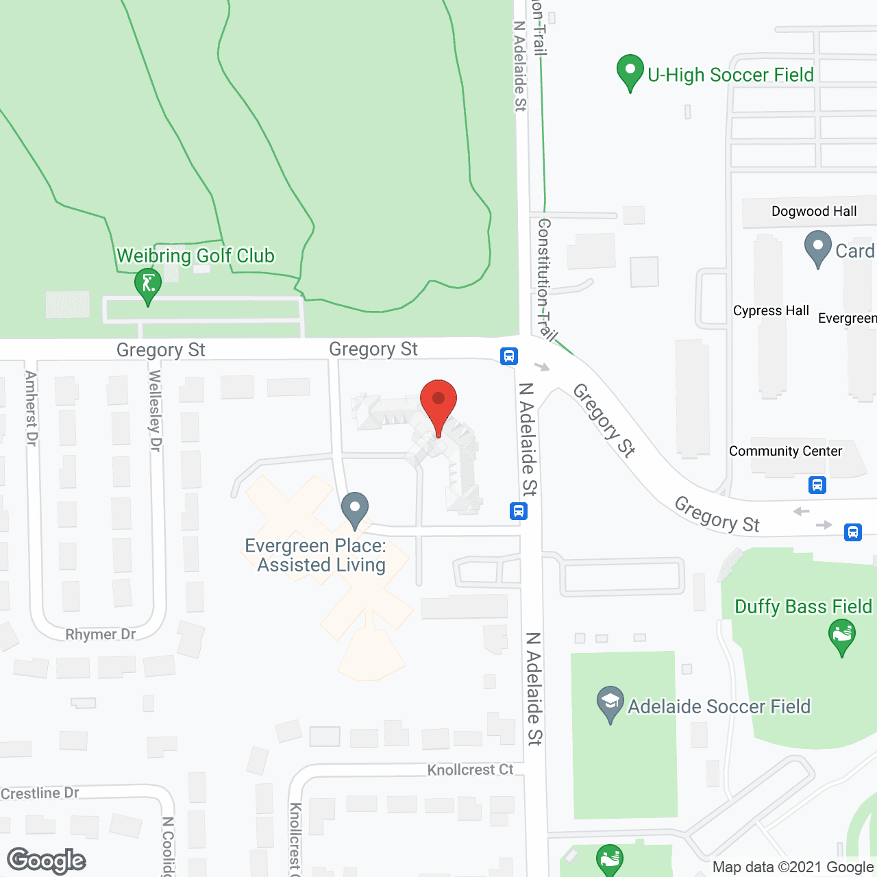 Evergreen Senior Living in google map