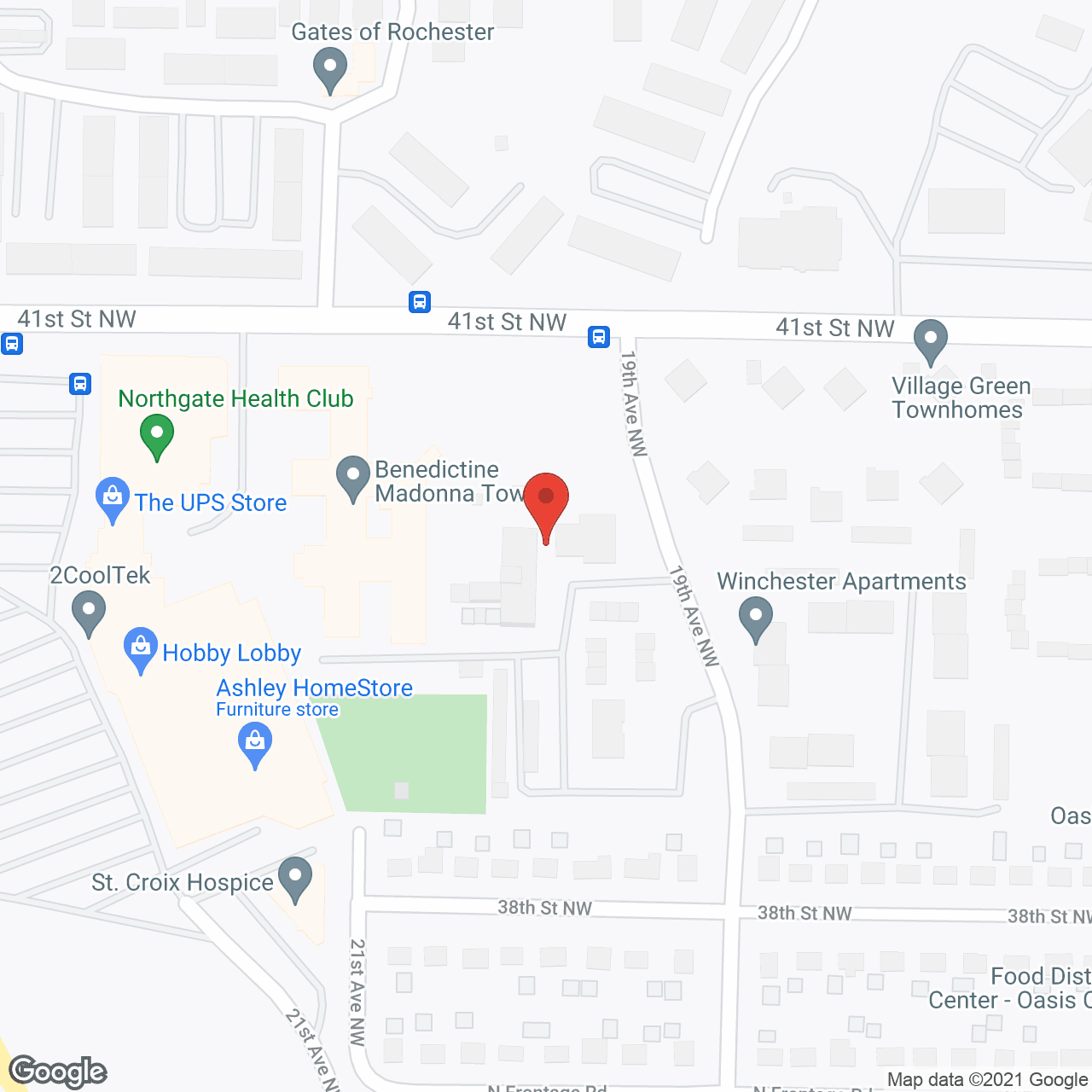 Benedictine Living Community Rochester Madonna Towers in google map