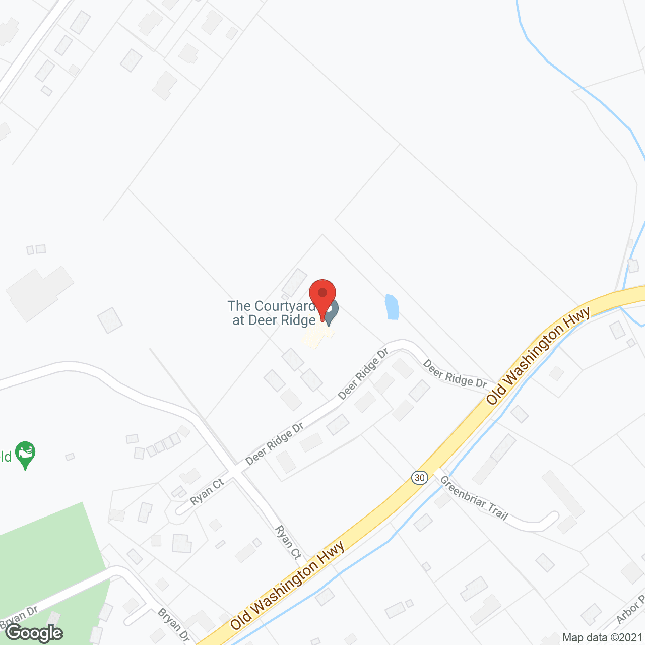 Small Town Senior Living and The Courtyard in google map