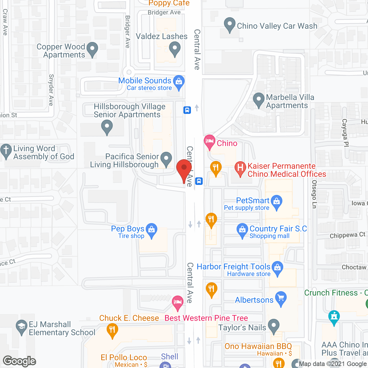 Meridian at Chino in google map