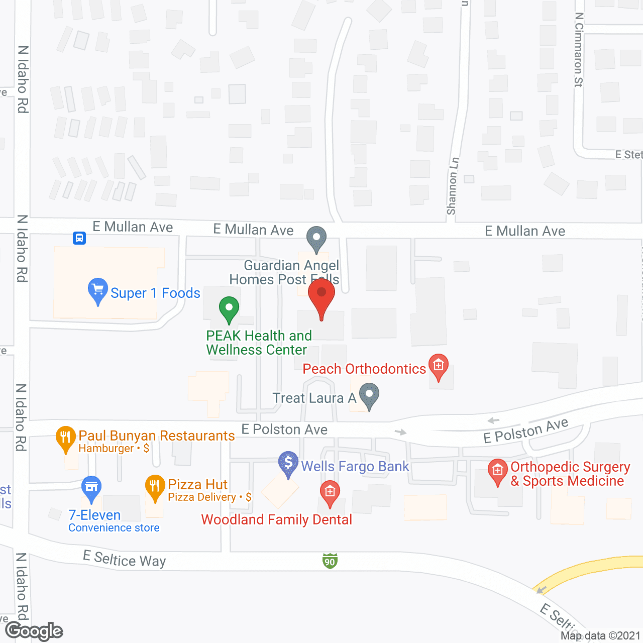 Guardian Angel Homes Post Falls in google map