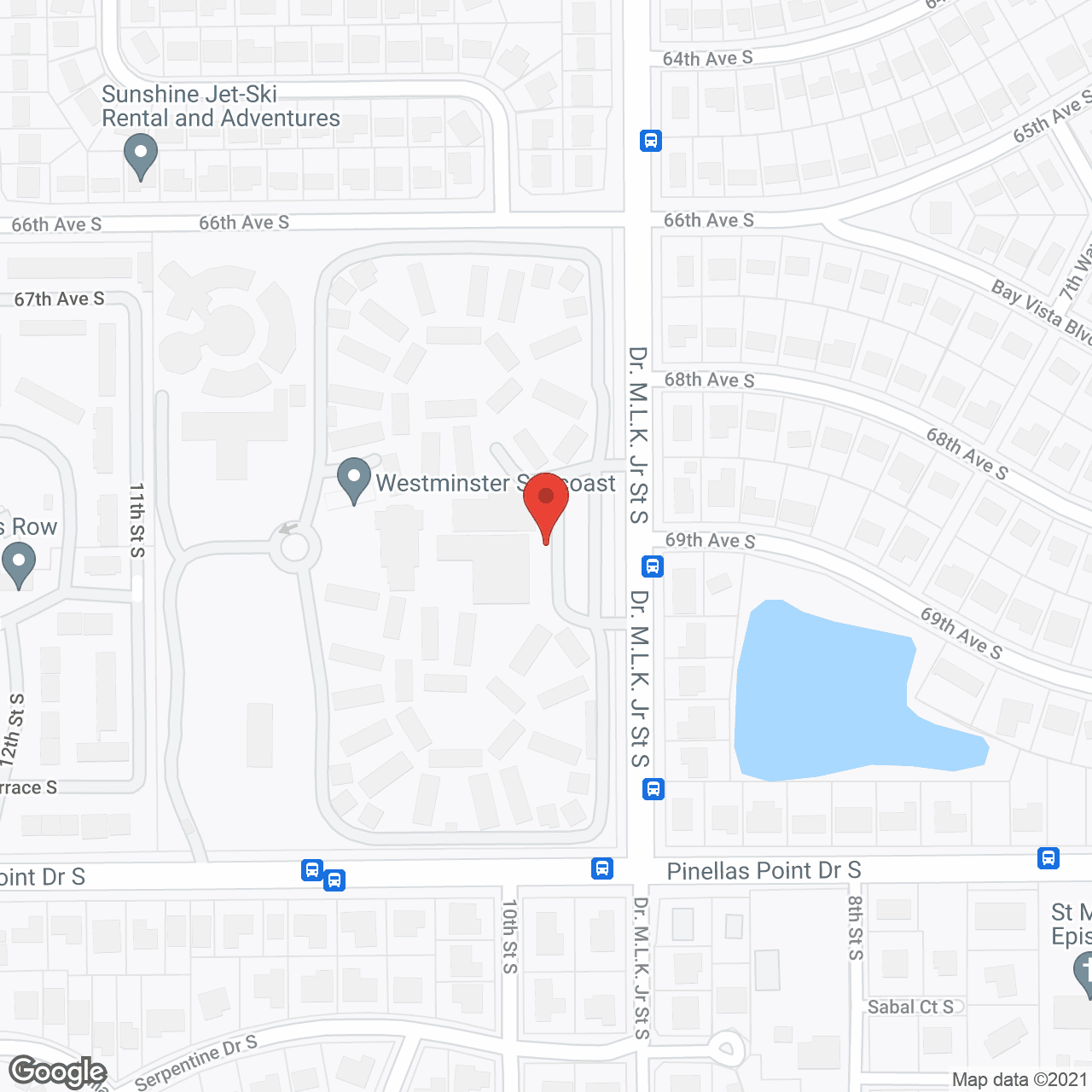Westminster Suncoast, a CCRC in google map