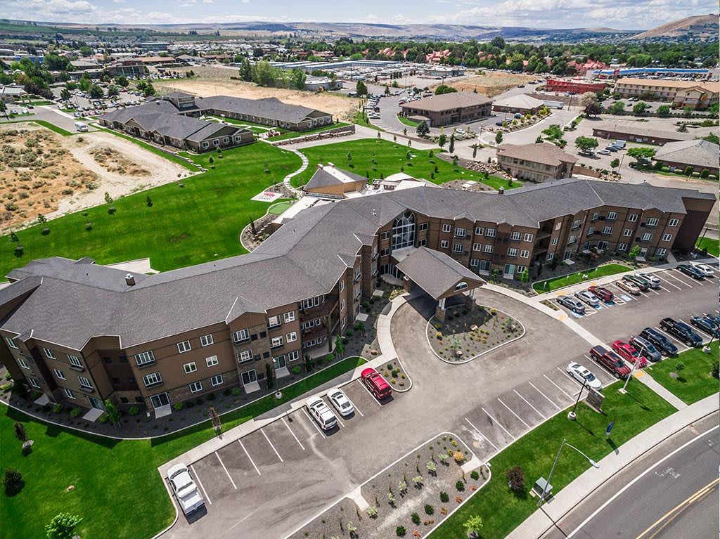 Tri Cities Senior Living and Memory Care aerial view of community