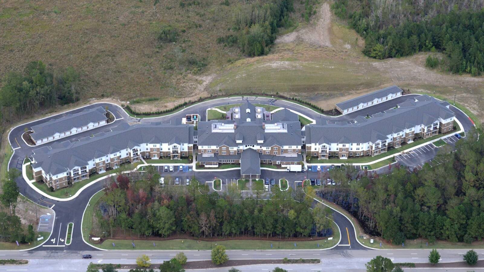 Okatie Pines Retirement Community aerial view of community